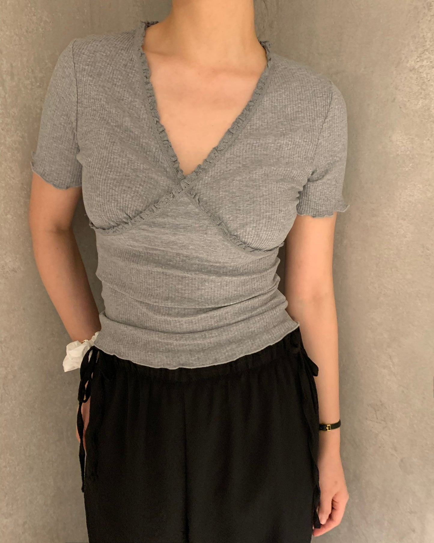 Lace Ribbed Tee (3 colour)