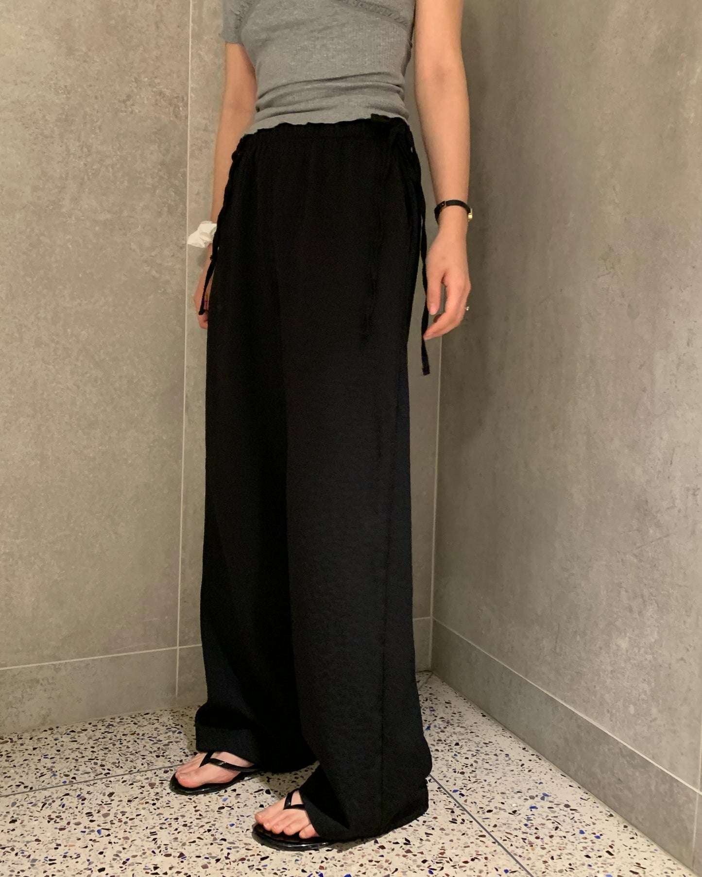 Side-Tie Bloom Pants (Black)