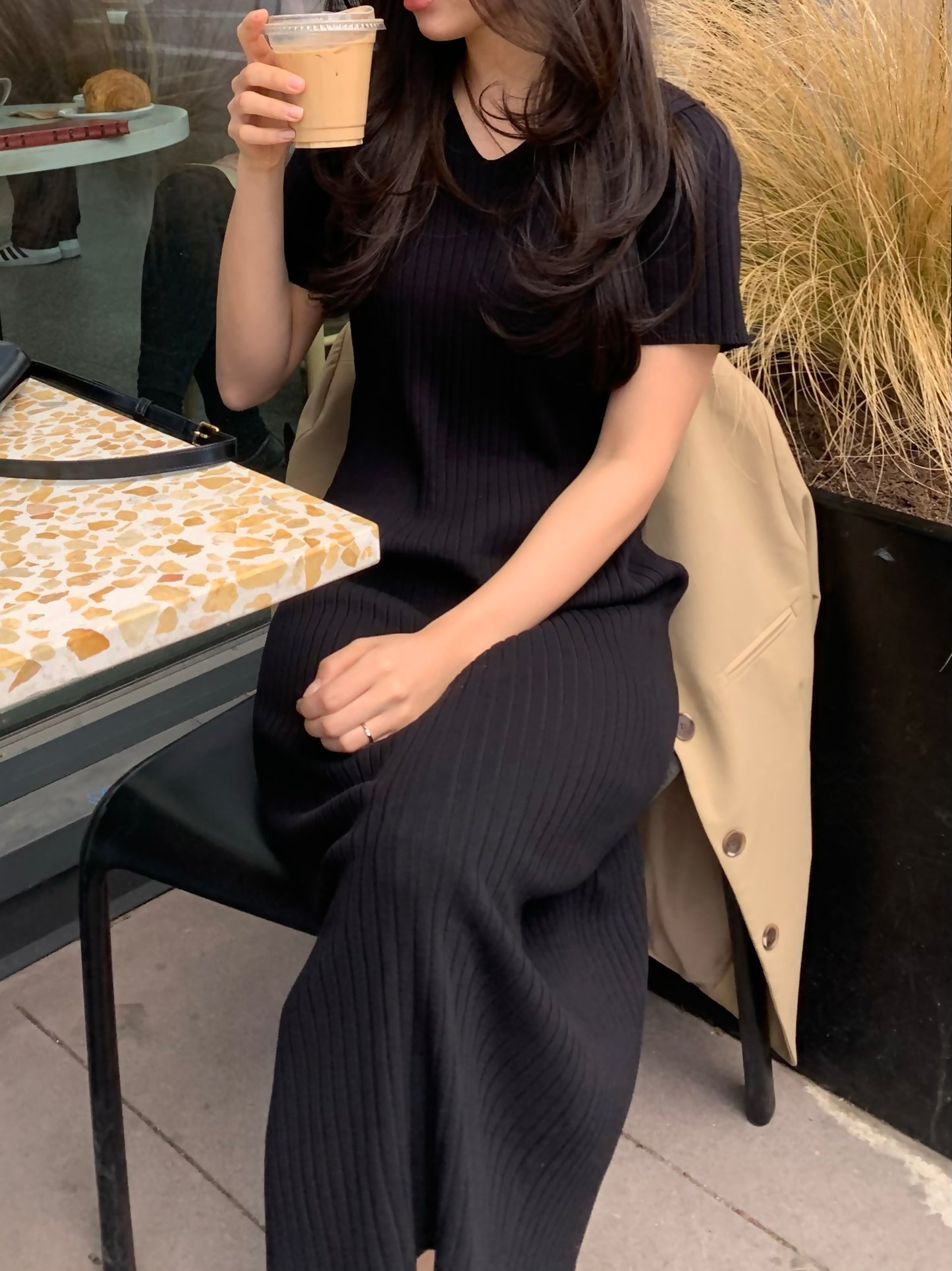 V-neckline Long Dress