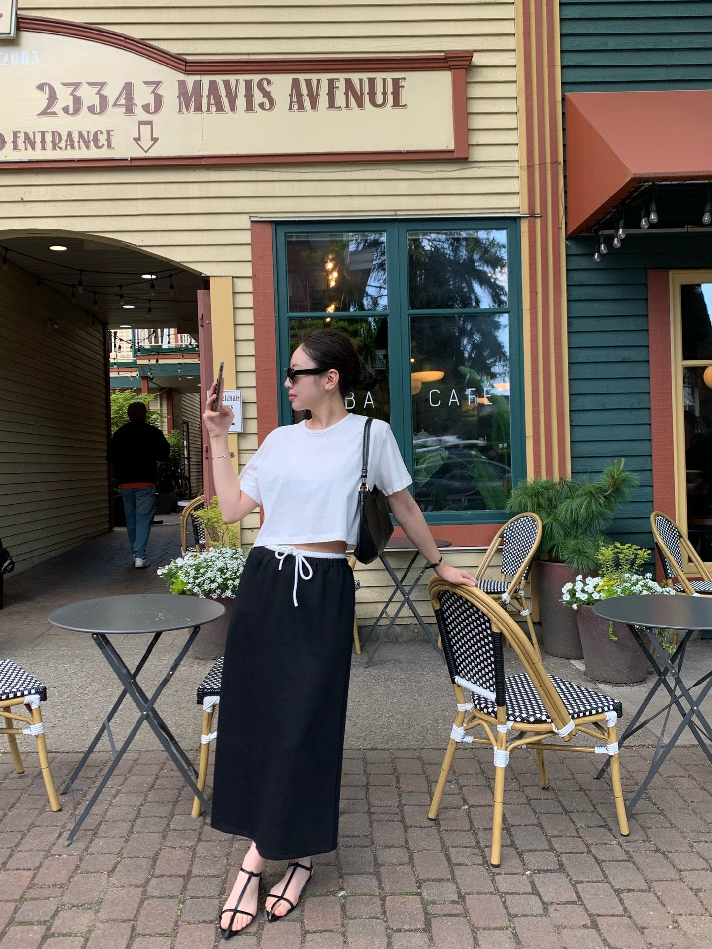 Two-Tone Jersey Skirt