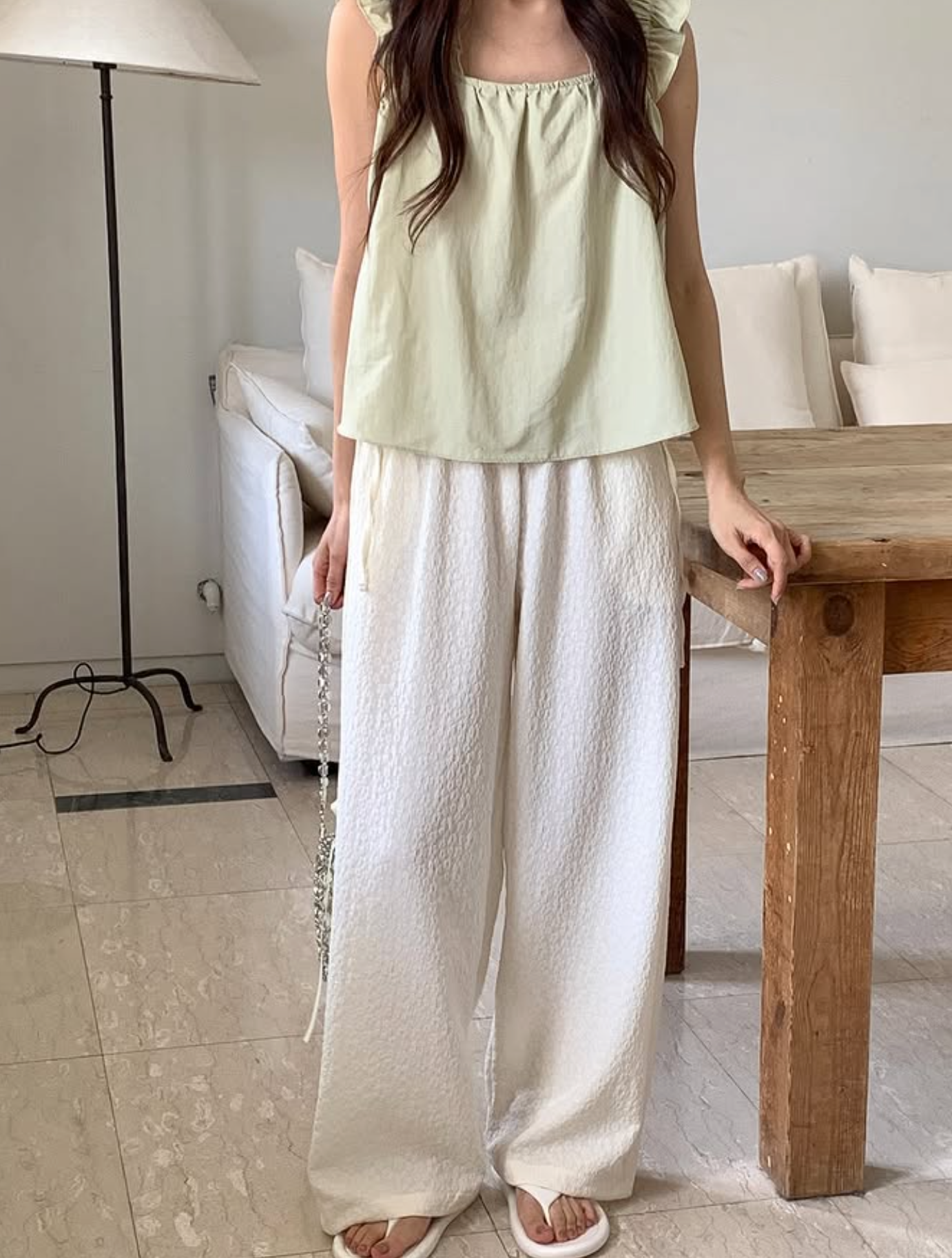 Side-Tie Bloom Pants (Ivory)