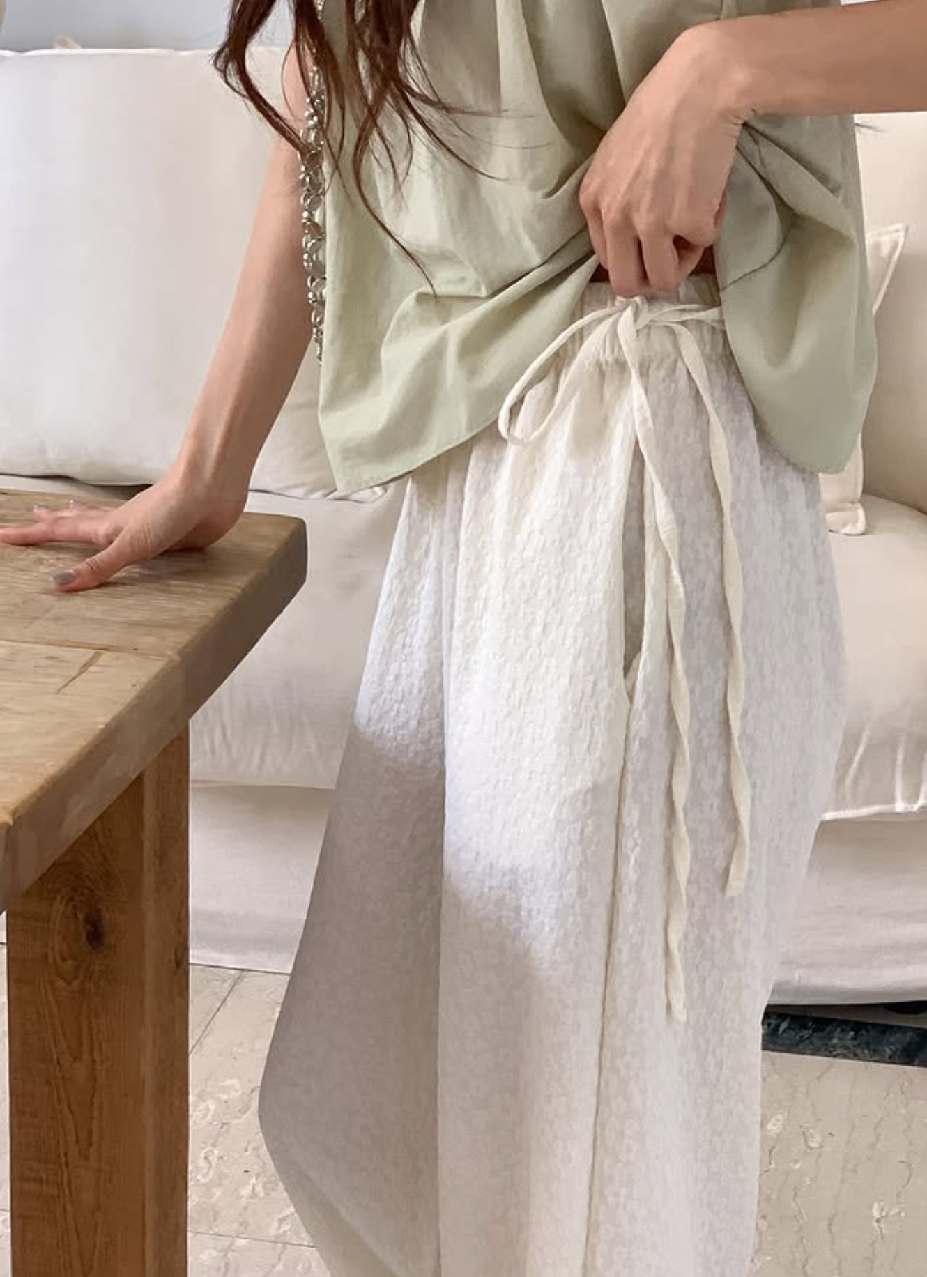 Side-Tie Bloom Pants (Ivory)