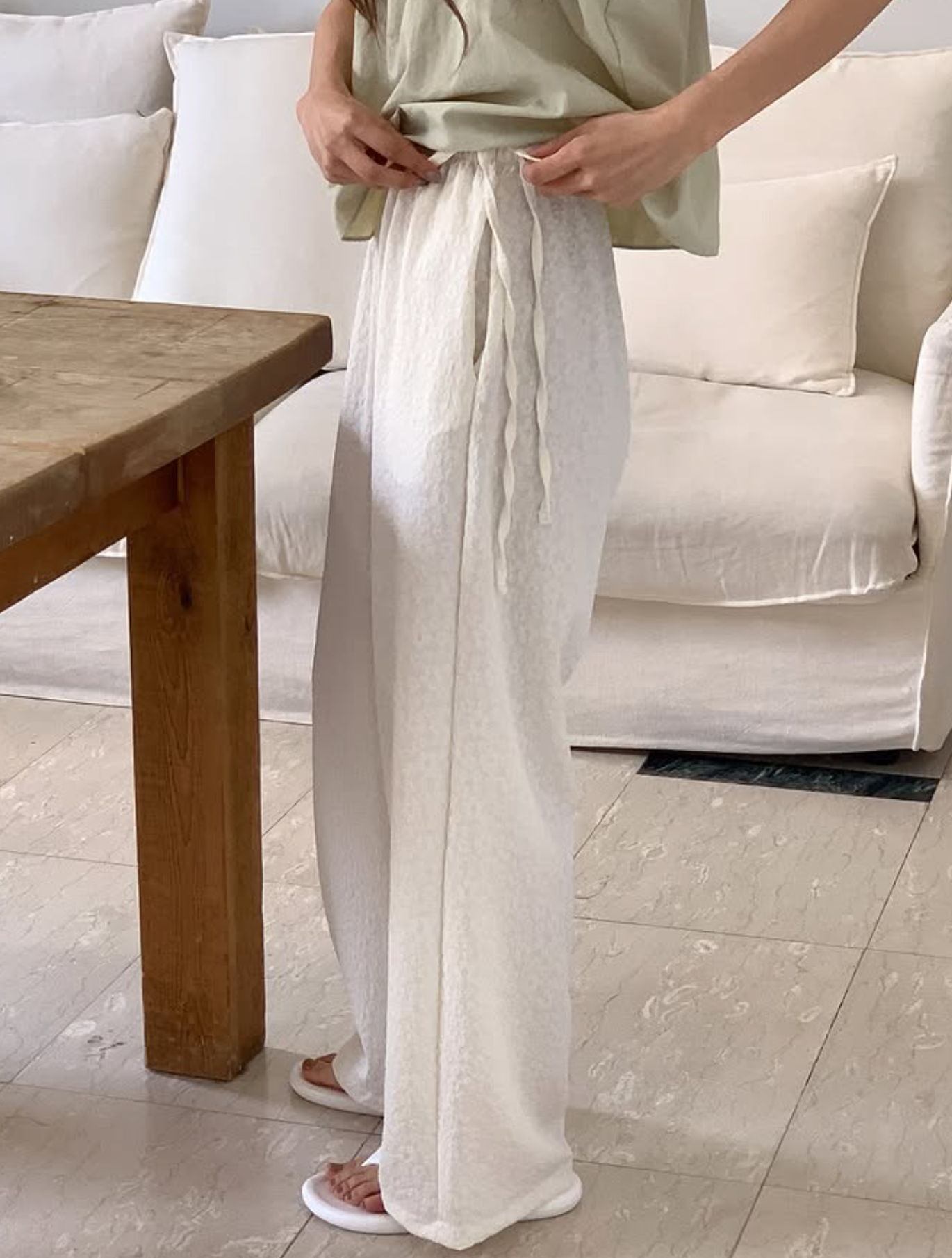 Side-Tie Bloom Pants (Ivory)