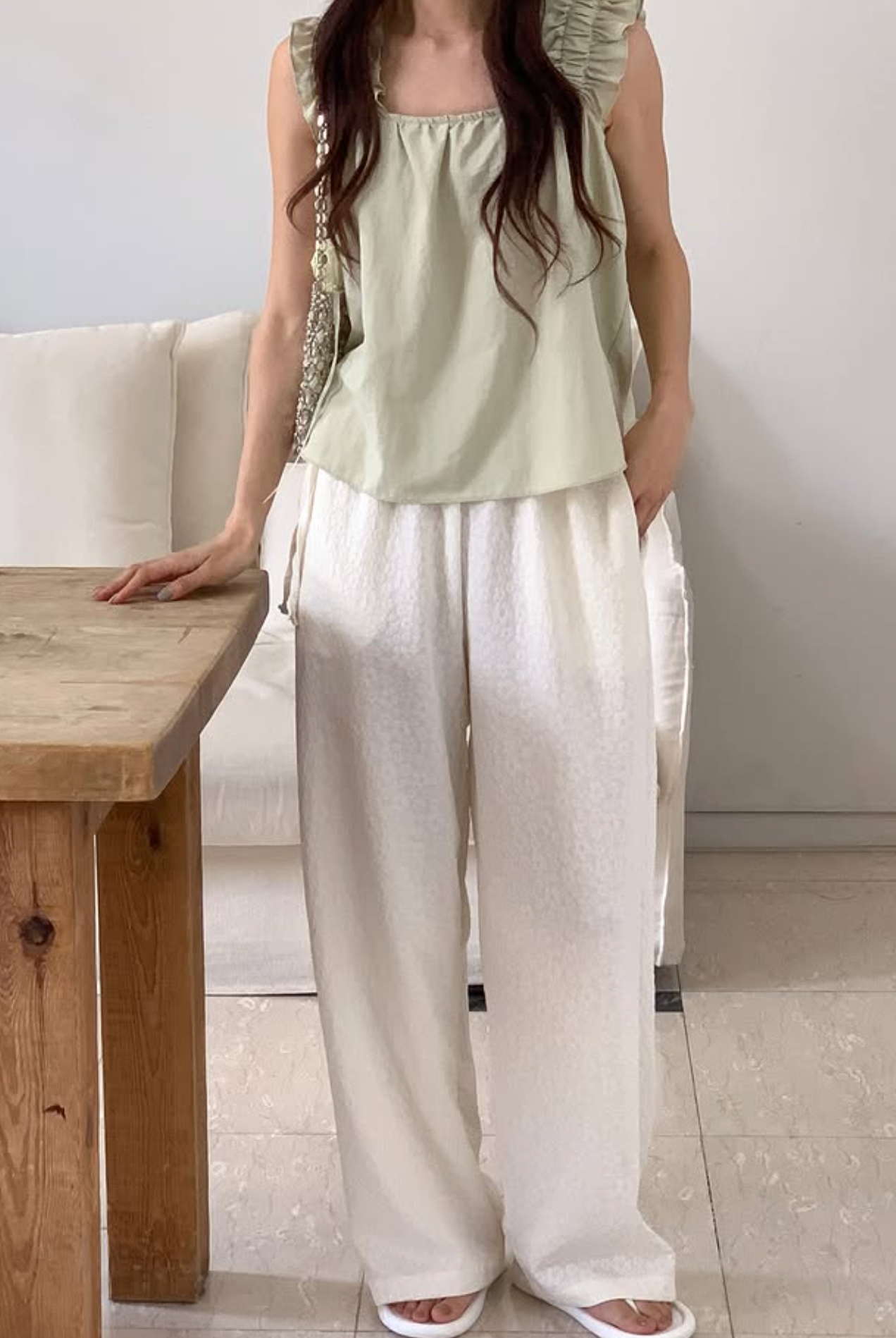 Side-Tie Bloom Pants (Ivory)