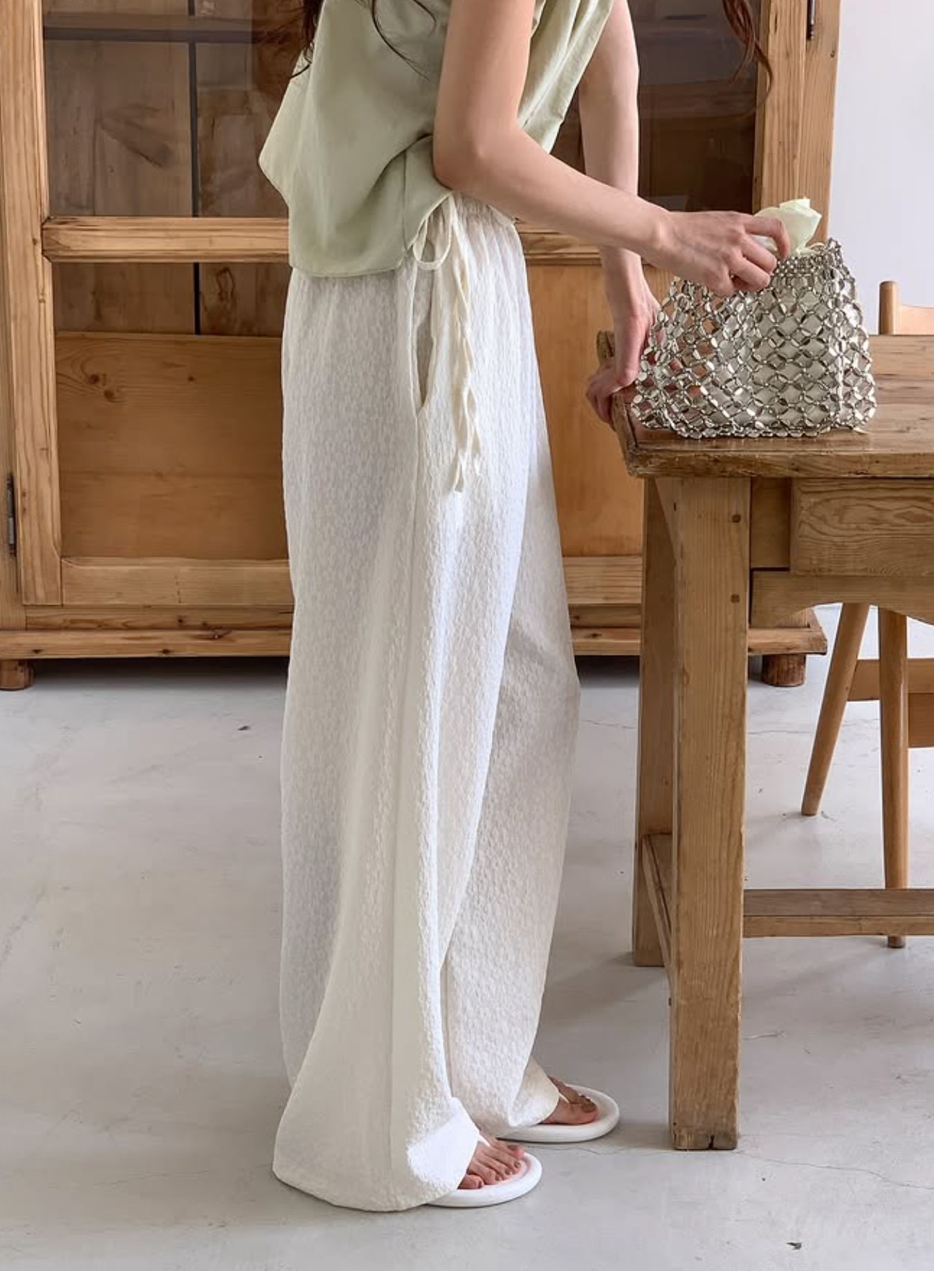 Side-Tie Bloom Pants (Ivory)