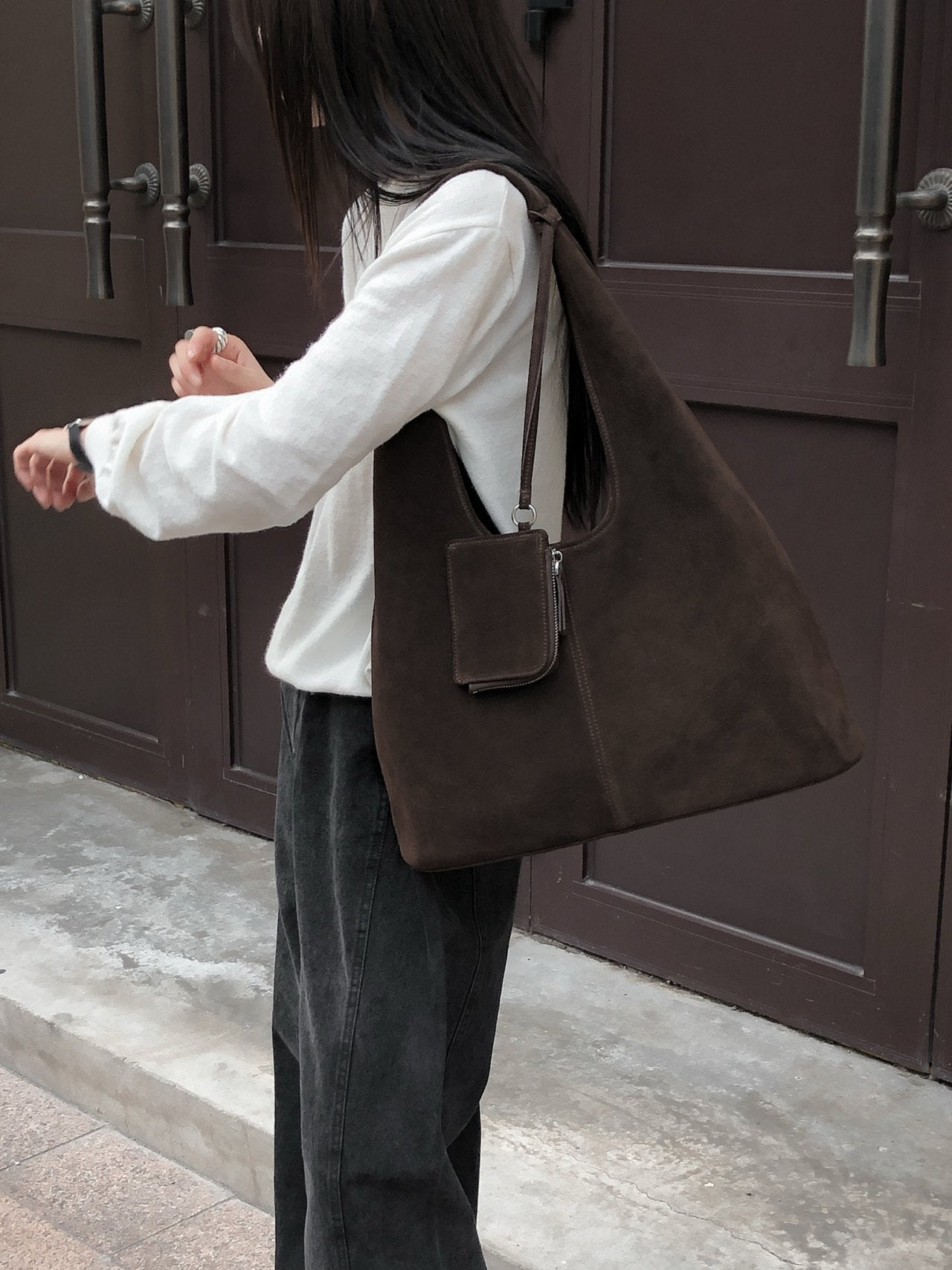 SUEDE LEATHER HOBO BAG