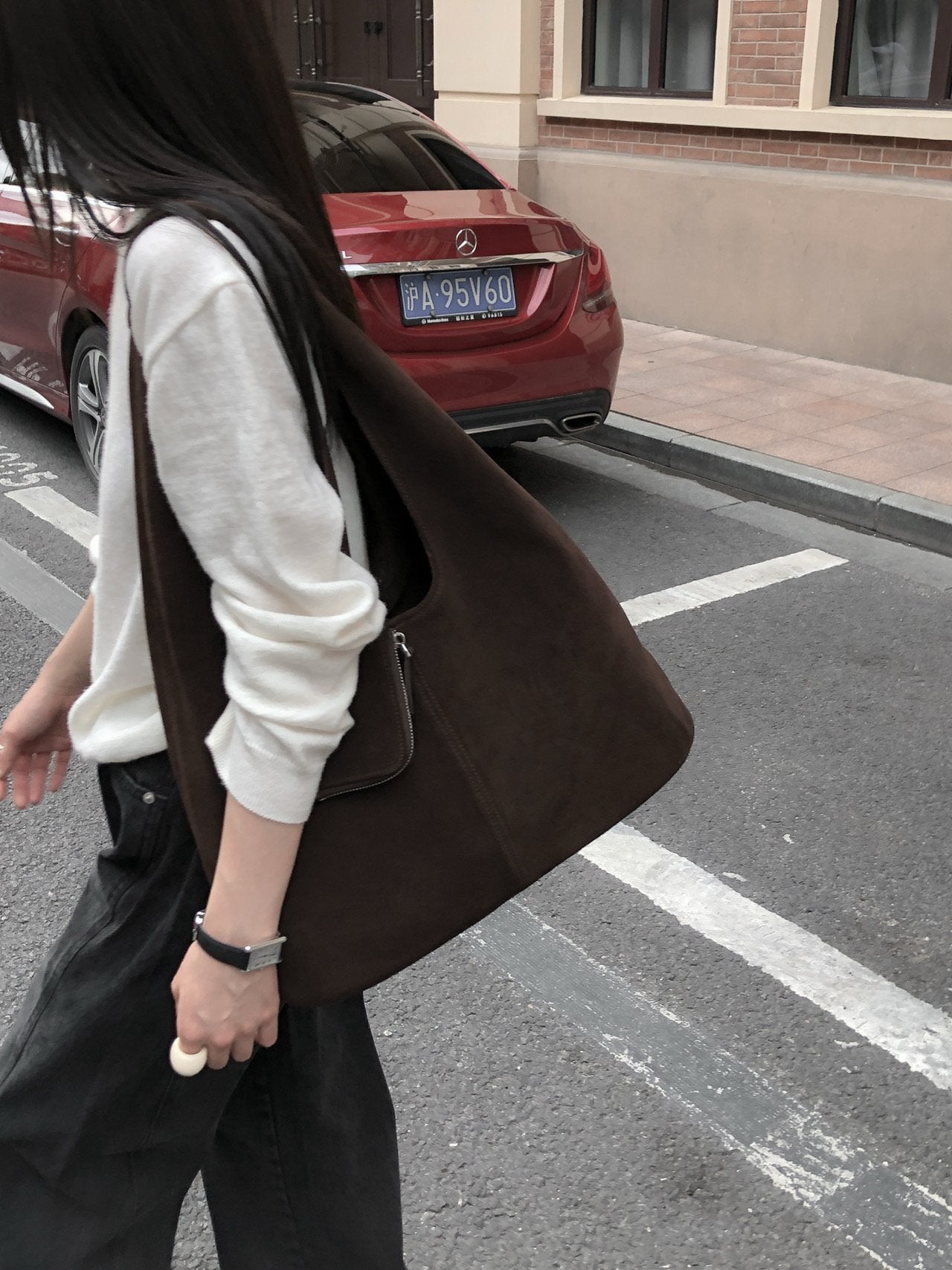 SUEDE LEATHER HOBO BAG