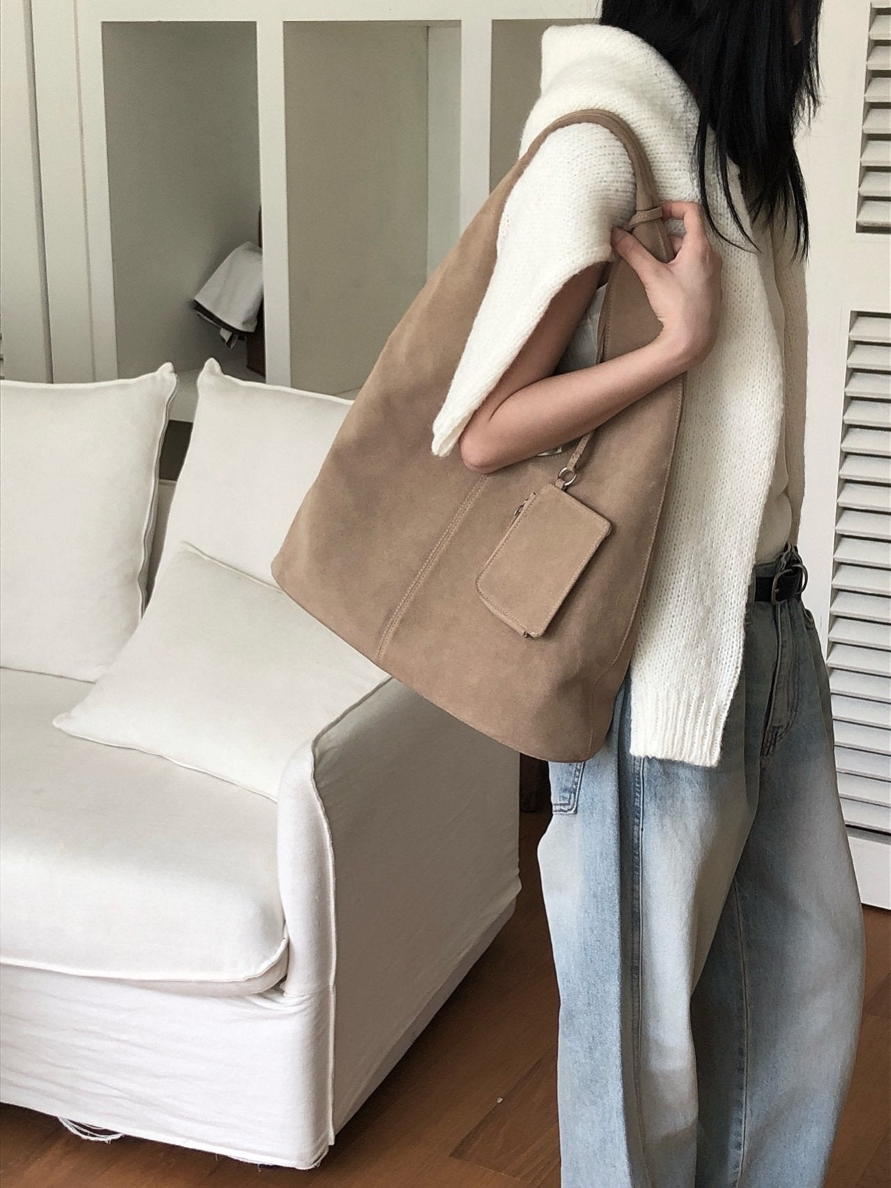 SUEDE LEATHER HOBO BAG